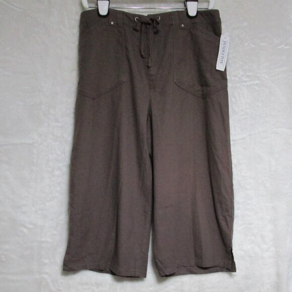 Women's Pendleton Linen Blend Capri Crop Pants Size 14 NWT - Picture 1 of 12